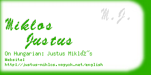 miklos justus business card